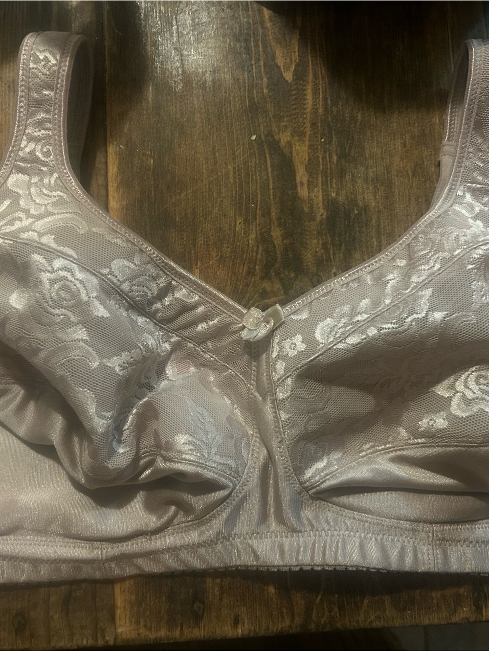 Comfort Choice Gel Back Bra 46D Beige Wireless Floral Mesh Lace New with Tags
